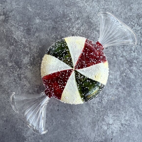 Pier 1 Christmas Peppermint Candy Votive Tea Light Candle Holder 6.5” - Picture 3 of 5